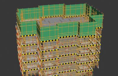 正在施工期间的大楼3D模型