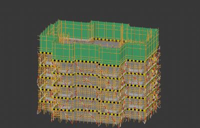 正在施工期间的大楼3D模型