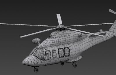 AW139型民用直升机3D模型白模