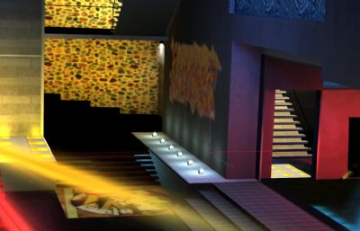 游戏里的一个酒吧模型,有贴图