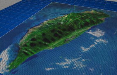 写实台湾岛,海中岛屿,地貌山形C4D模型