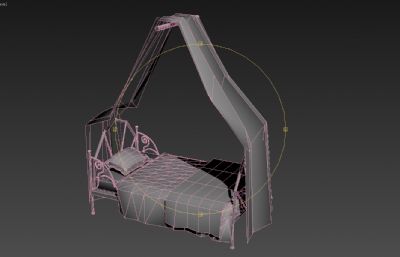 带幔帐蚊帐的公主床3D模型
