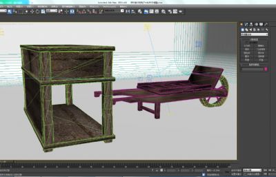 古代老旧的柜子木头车3D模型