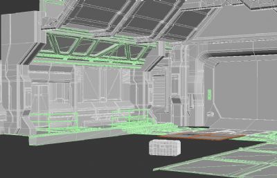 科幻舱体场景组件3D模型