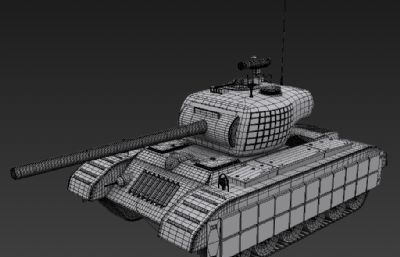 潘兴坦克,二战重型坦克3D模型白模