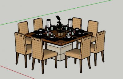 餐桌组合su模型
