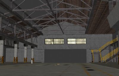 破损仓库厂房3D模型（网盘下载）