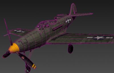 美军二战战斗机P39 3D模型