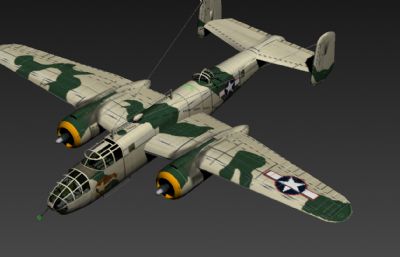 美国二战B25G轰炸机3D模型,带贴图