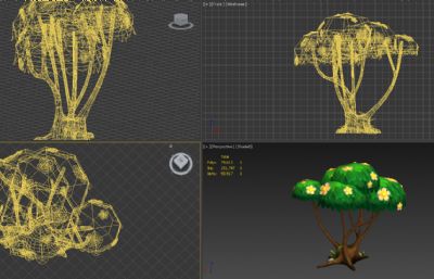 可爱漂亮的Q版卡通树游戏3D模型