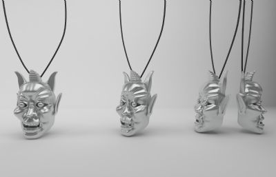 鬼武者面具3D模型,个性吊坠3D模型,MAX,STL格式