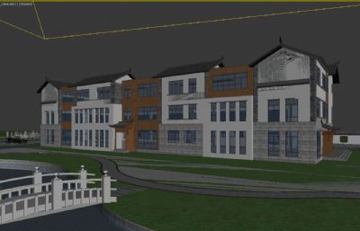 白族民居综合楼,公园管理办公大楼3D模型