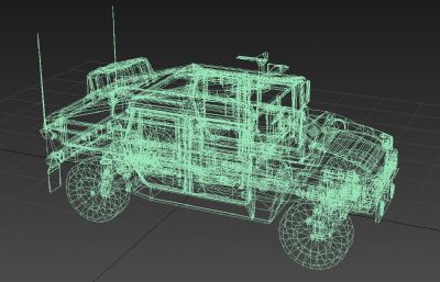 美军军用悍马3D模型,带座椅和驾驶室