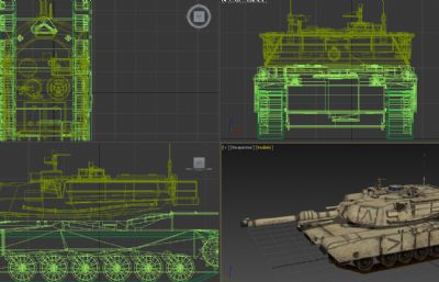 美国陆军装备M1A2主战坦克3D模型