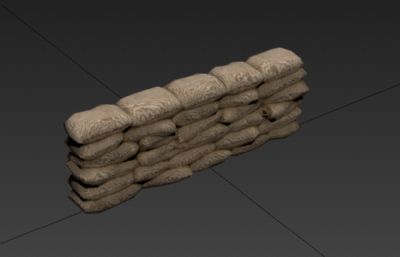战场沙袋掩体游戏道具3D模型