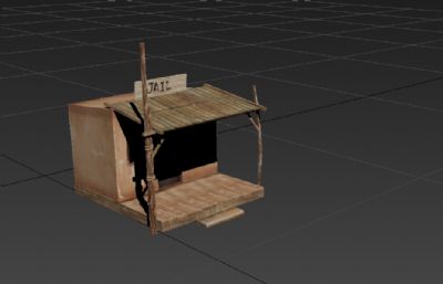 小屋,战场临时小监狱3D游戏建筑模型