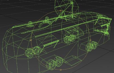 游戏场景中的废旧车辆,信号车3D模型