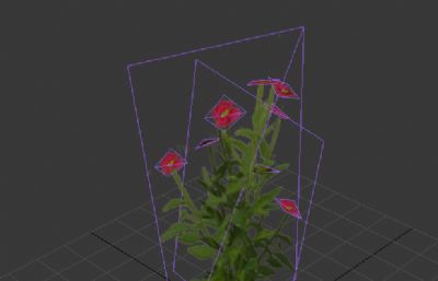 游戏中低模开花的植物3D模型
