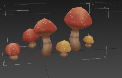 3D卡通手绘蘑菇模型