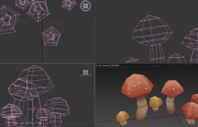 3D卡通手绘蘑菇模型