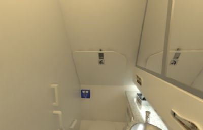 飞机上的卫生间内部效果3D模型