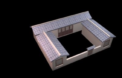 古代砖房子,小康家庭住宅maya低模