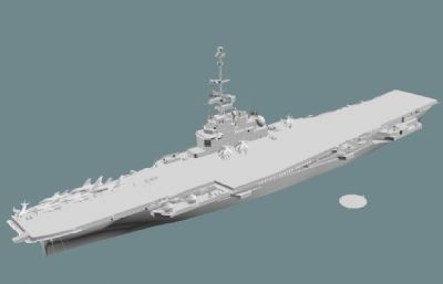 法国海军克莱蒙梭级航空母舰3D模型,MAX,FBX格式的模型