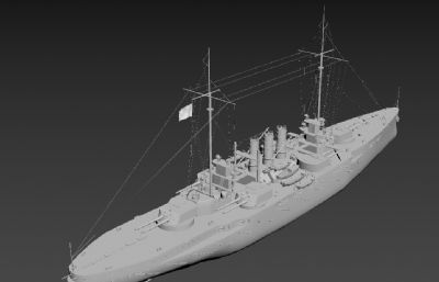 一战德国海军赫尔格兰级战列舰3D模型
