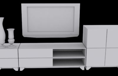 简单的电视和电视柜3D模型
