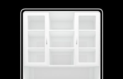 白色烤漆置物柜子,书架3D模型