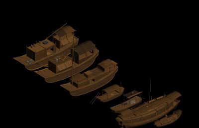 小船,木船,古代渔船 商船,货船3D模型