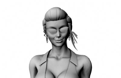 大波胸器戴墨镜的女教师上半身maya模型
