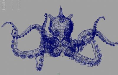 海底进化机械章鱼生物maya2015模型,有贴图