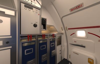 民航客机前舱效果仿真3D模型
