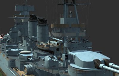 意大利王国海军加富尔伯爵号战列舰3D模型,MAX,FBX两种格式
