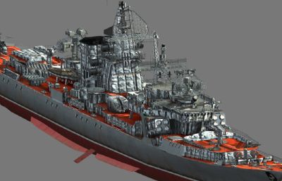 前苏联海军1134型导弹巡洋舰3D模型,MAX,FBX两种格式