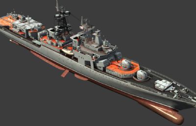 苏联海军无畏级大型反潜舰3D模型,max,fbx格式
