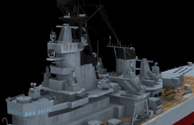 美国海军密苏里号战列舰MAX,FBX模型
