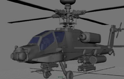 高模武装直升机,阿帕奇直升机maya模型