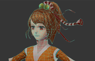 海岛女骑角色上半身3D模型