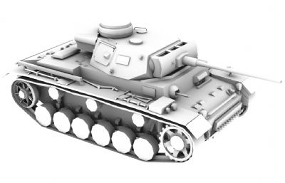 三号中型坦克3D模型白模