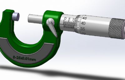 螺旋测微器,千分尺（micrometer）STEP格式图纸模型
