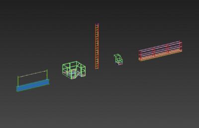 爬梯、吊笼、操作平台、生命线3D模型