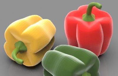 柿子椒,辣椒3D白模