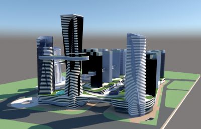 城市商业区科技园su模型