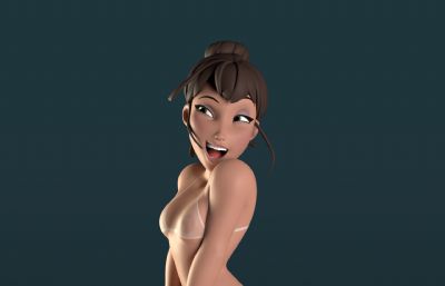 阿曼达夏季女孩maya模型,有贴图,带绑定