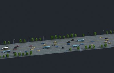 公路车流动画场景3D模型
