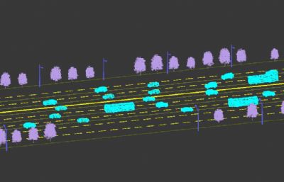 公路车流动画场景3D模型