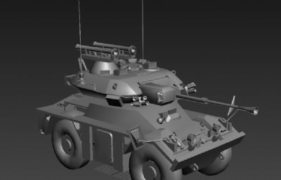 英国狐式轻型轮式装甲侦察车3D模型白模