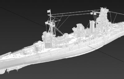 日本联合舰队秒义级战列舰3D模型,MAX,FBX,OBJ格式模型